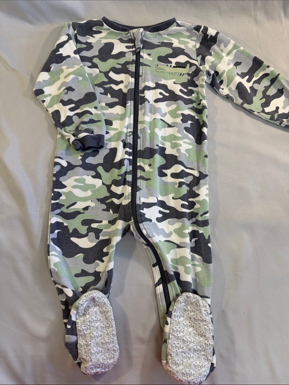 Pekkle Kids Camo Footed Pajamas - Green Camo